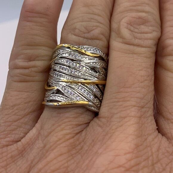 Necklace, gold over stainless, choker length, new never worn, textured, - Picture 15 of 16